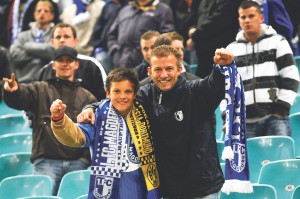 Dustin Oberheu und Stefan Hofmeister 2008 im Zentralstadion Leipzig.