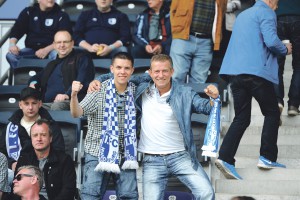 Dustin Oberheu und Stefan Hofmeister 2015 in der MDCC-Arena in Magdeburg.